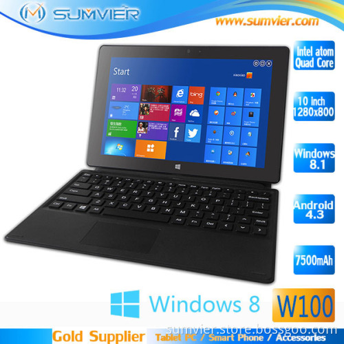 Windows 10.1inch Tablet PC + Bluetooth Keyboard Quad Core 2g+32g MID IPS Screen 1280X800pixels (W100)